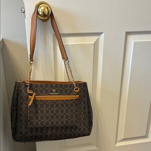 NANETTE LEPOREBrown Patterned Handbag with BROWN AND TAN